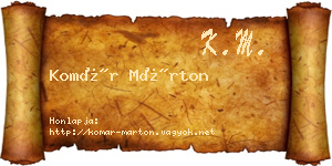 Komár Márton névjegykártya